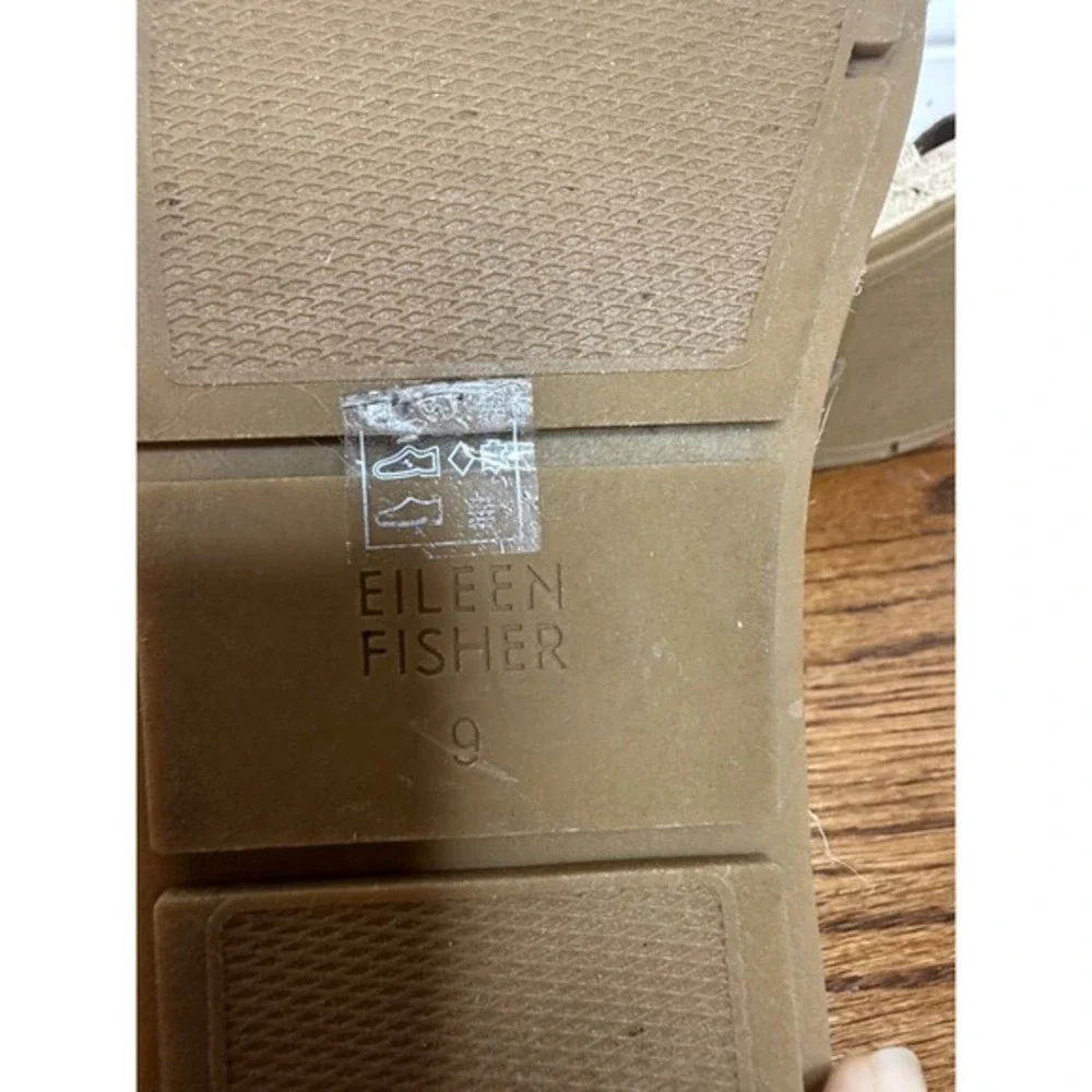 NEW Eileen Fisher Mayla Jute Espadrille‎ Sandal Platform Slide Beige Tan Size 9